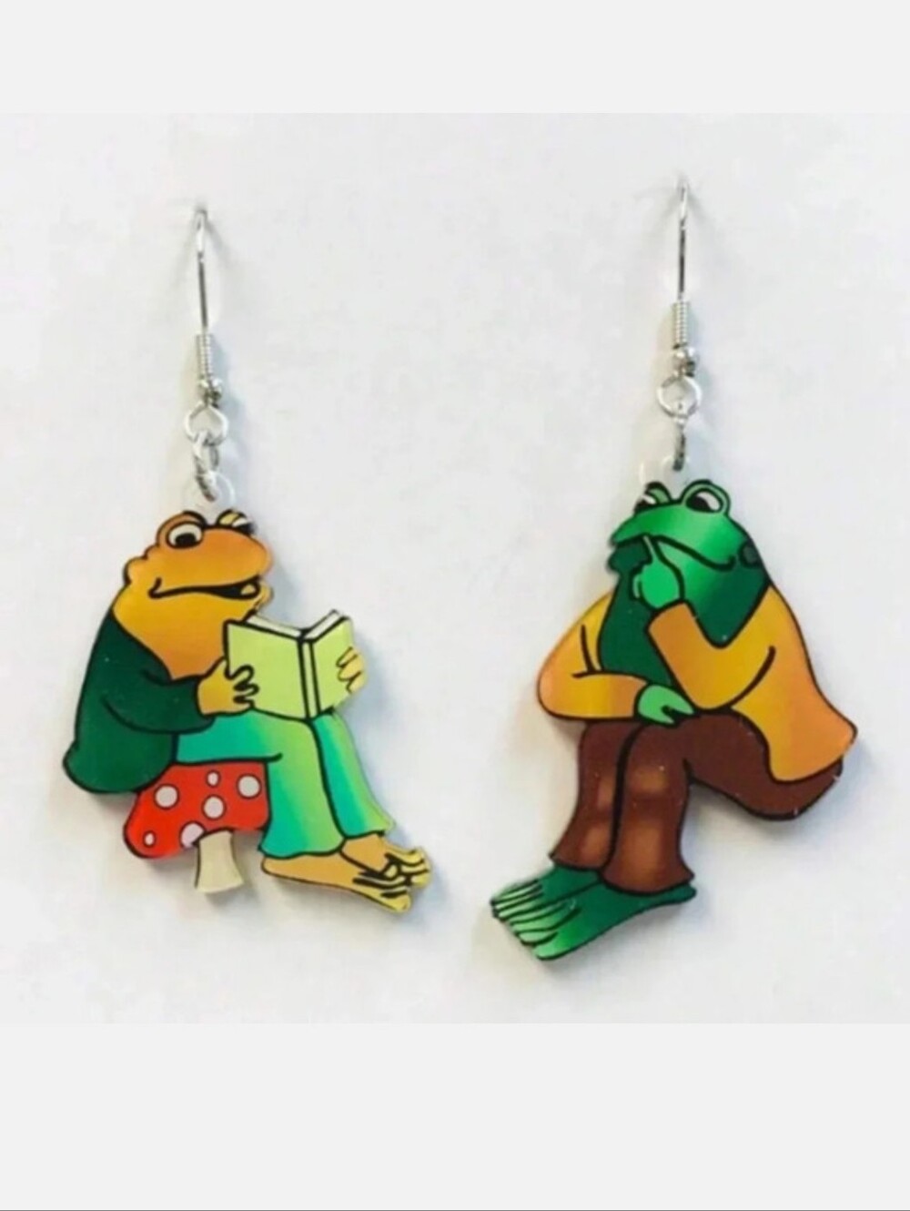 Frog Character Kids Earrings in Green and Yellow